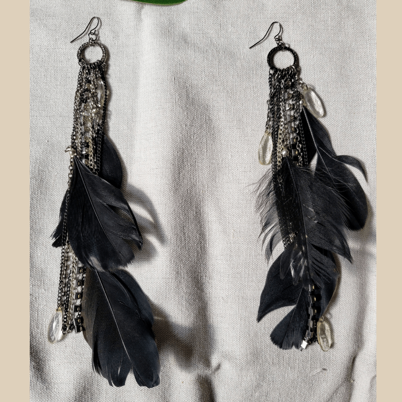 Cheapest Black Bird Feather Earring, Protection Amulet, Solo Feather Earring, Gypsy Mojo, Edgy Boho Style Earring for the Rebel at Heart EFBLKS040